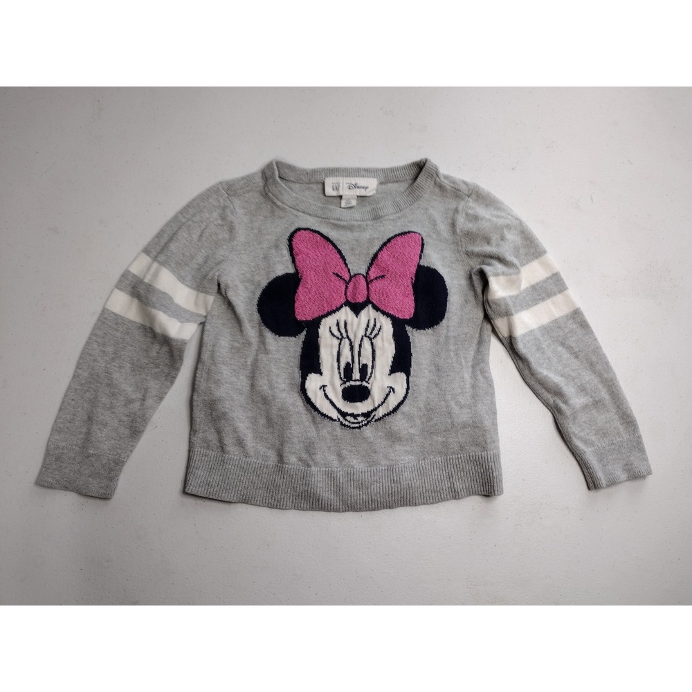 Baby Gap Disney Minnie Mouse Gray‎ Cotton Glitter Bow Sweater Toddler 4T 4 Years